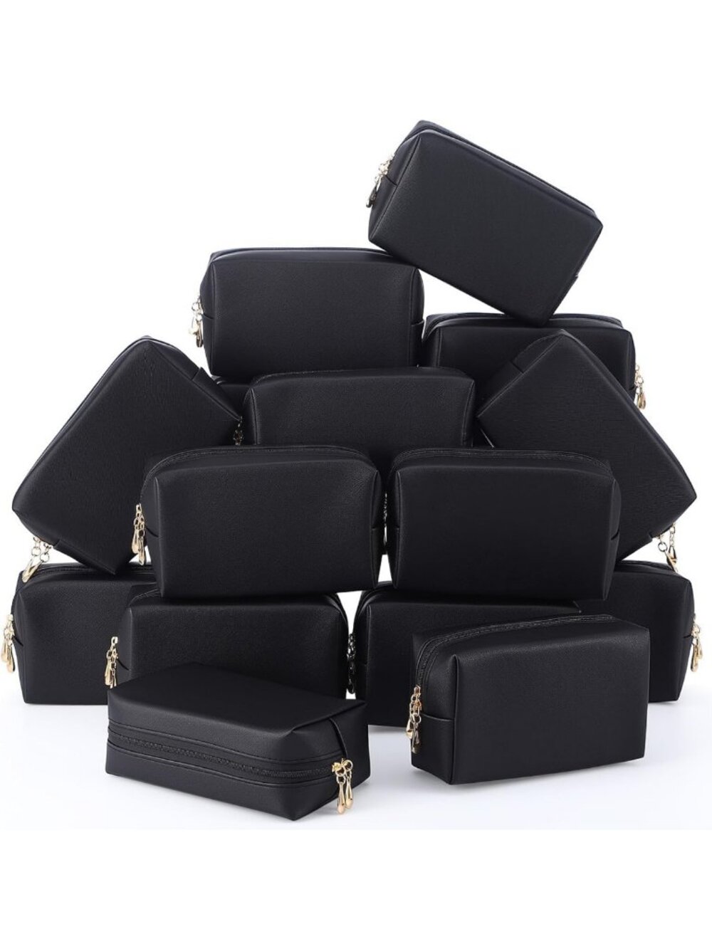 15 Pcs Aesthetic Leather Makeup Bags Set | Plain Cosmetic Pouches for Travel